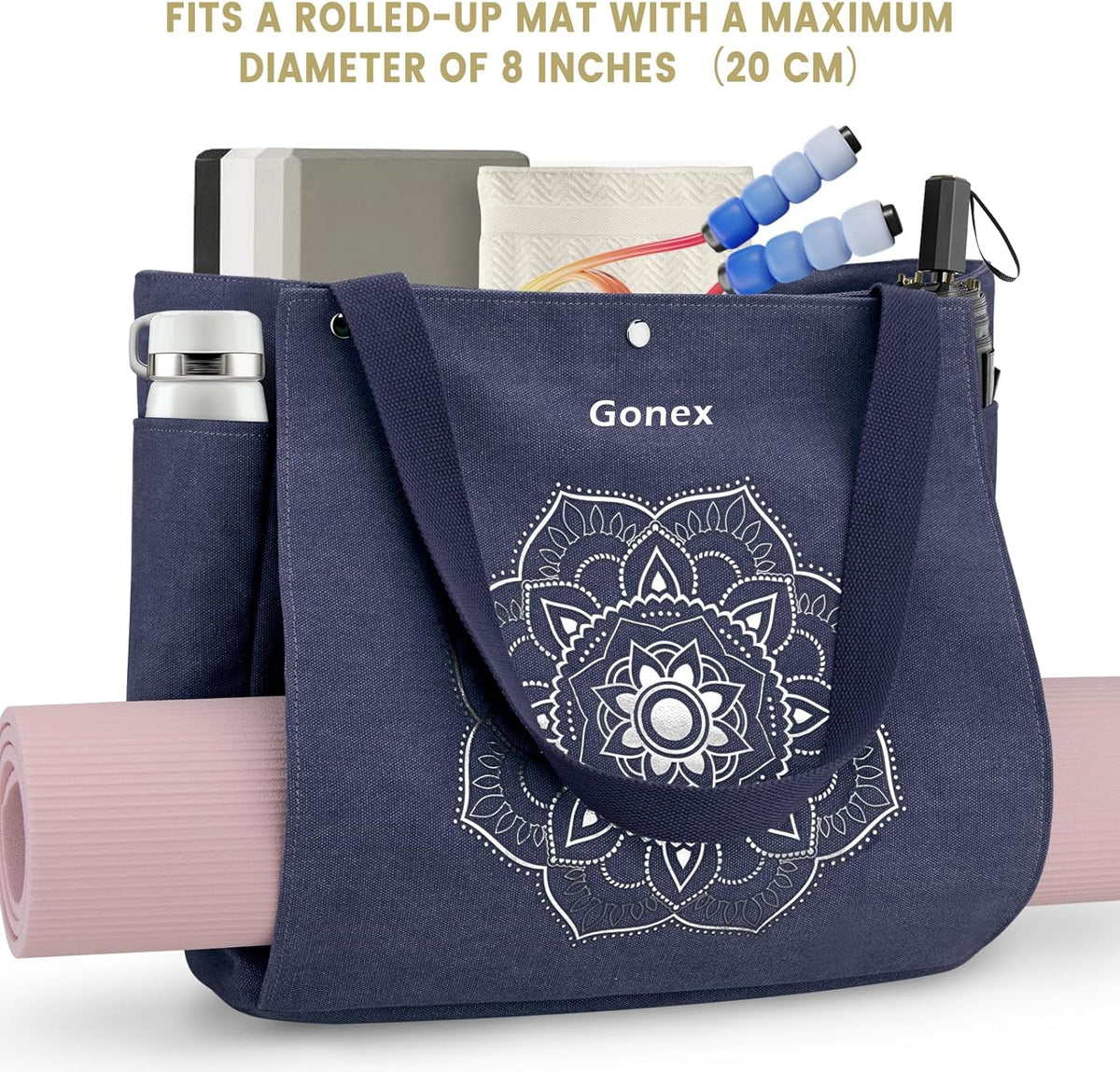 Yoga Mat Bag, Yoga Gym Bag Tote Bag with Multi Pockets For Women Men, Canvas Yoga Mat Carrier Take in Out Mat Easily For Pilates Travel Workout Office