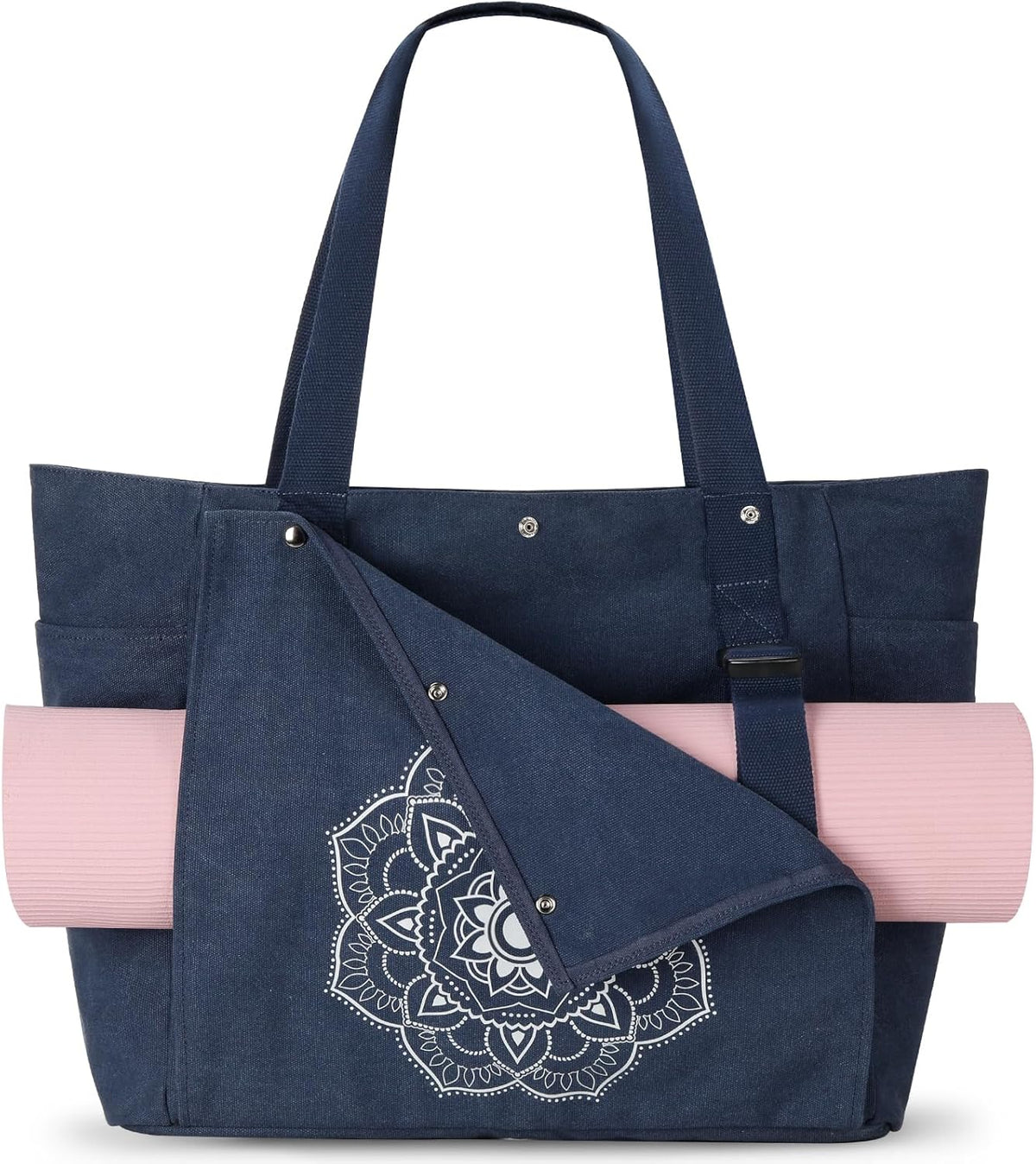 Yoga Mat Bag, Yoga Gym Bag Tote Bag with Multi Pockets For Women Men, Canvas Yoga Mat Carrier Take in Out Mat Easily For Pilates Travel Workout Office