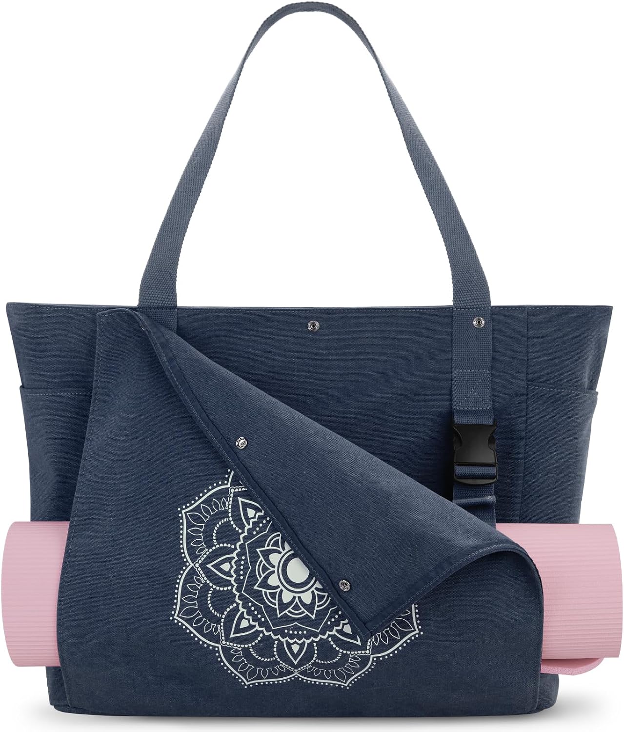 Yoga Mat Bag, Yoga Gym Bag Tote Bag with Multi Pockets For Women Men, Canvas Yoga Mat Carrier Take in Out Mat Easily For Pilates Travel Workout Office