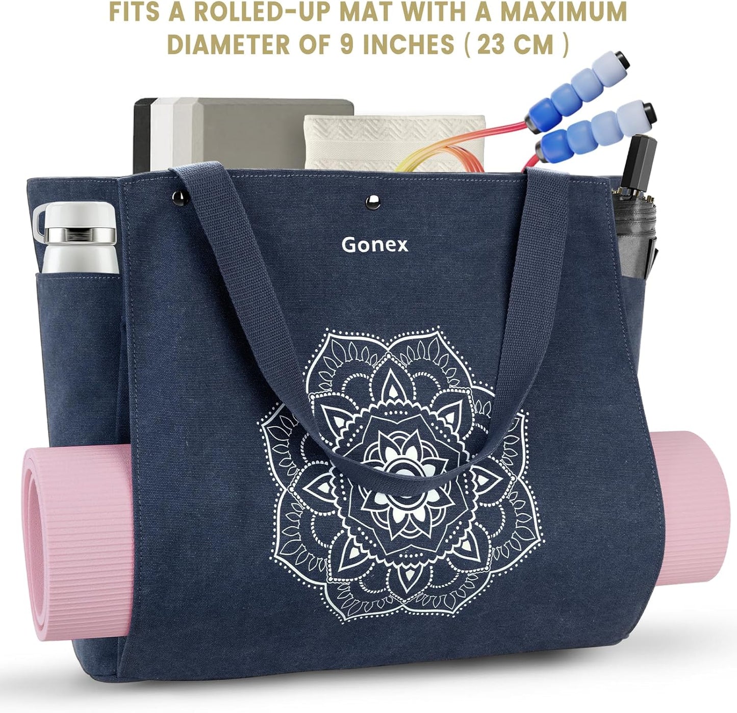 Yoga Mat Bag, Yoga Gym Bag Tote Bag with Multi Pockets For Women Men, Canvas Yoga Mat Carrier Take in Out Mat Easily For Pilates Travel Workout Office