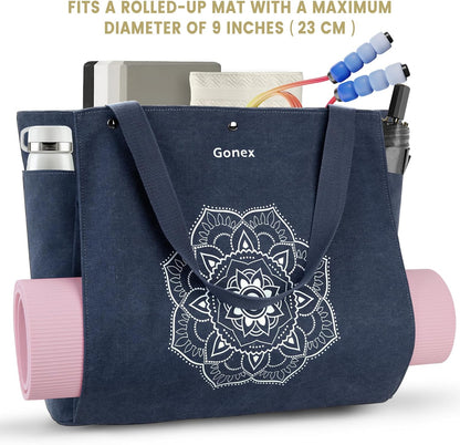 Yoga Mat Bag, Yoga Gym Bag Tote Bag with Multi Pockets For Women Men, Canvas Yoga Mat Carrier Take in Out Mat Easily For Pilates Travel Workout Office