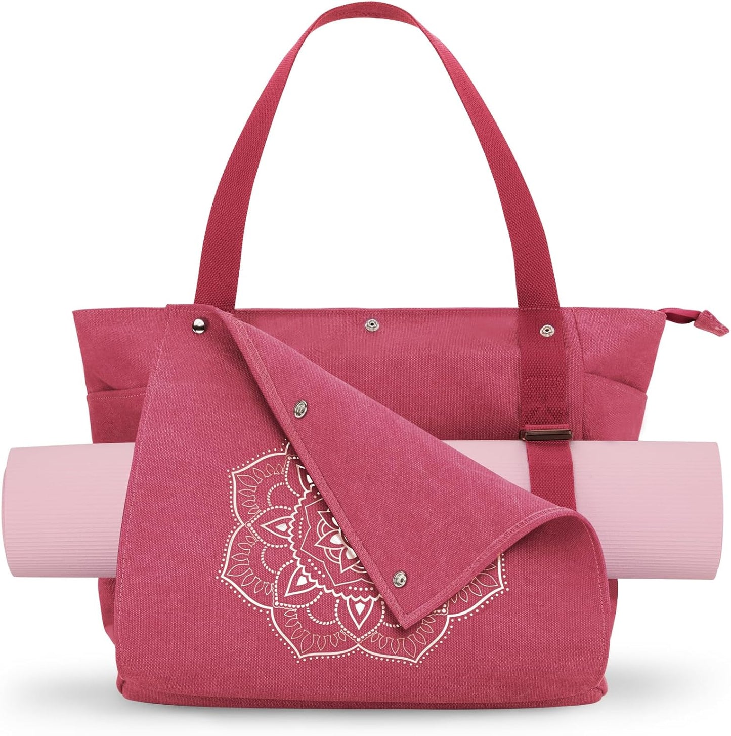 Yoga Mat Bag, Yoga Gym Bag Tote Bag with Multi Pockets For Women Men, Canvas Yoga Mat Carrier Take in Out Mat Easily For Pilates Travel Workout Office