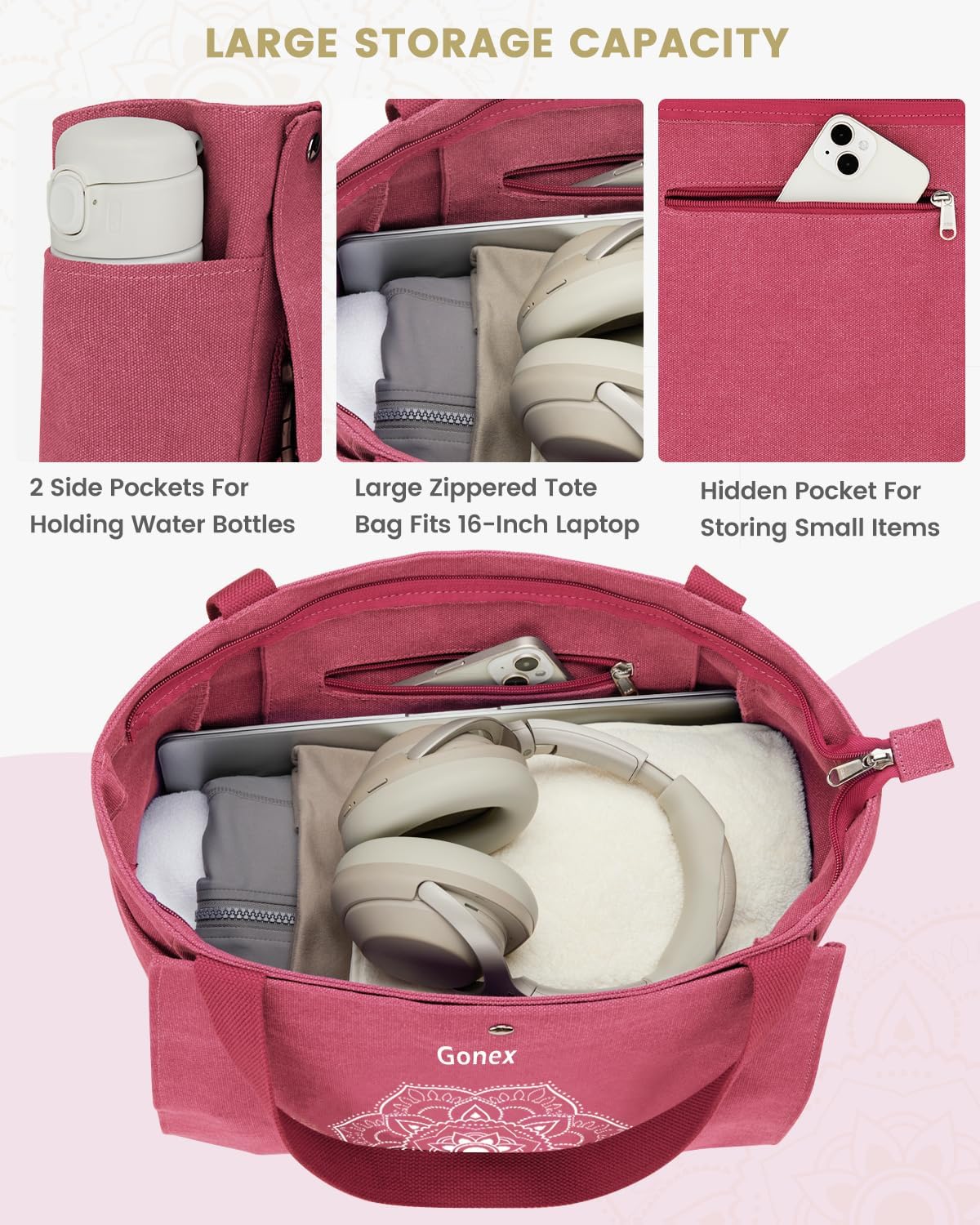 Yoga Mat Bag, Yoga Gym Bag Tote Bag with Multi Pockets For Women Men, Canvas Yoga Mat Carrier Take in Out Mat Easily For Pilates Travel Workout Office