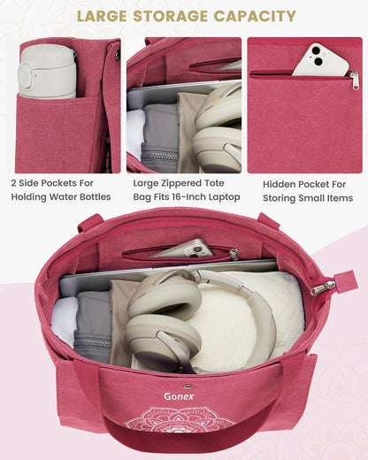 Yoga Mat Bag, Yoga Gym Bag Tote Bag with Multi Pockets For Women Men, Canvas Yoga Mat Carrier Take in Out Mat Easily For Pilates Travel Workout Office