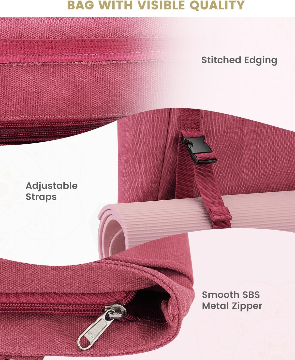 Yoga Mat Bag, Yoga Gym Bag Tote Bag with Multi Pockets For Women Men, Canvas Yoga Mat Carrier Take in Out Mat Easily For Pilates Travel Workout Office