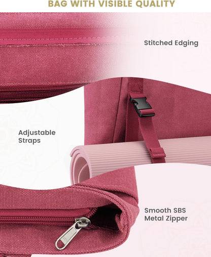 Yoga Mat Bag, Yoga Gym Bag Tote Bag with Multi Pockets For Women Men, Canvas Yoga Mat Carrier Take in Out Mat Easily For Pilates Travel Workout Office