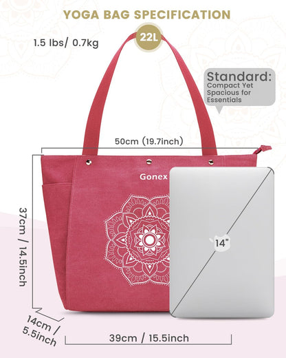 Yoga Mat Bag, Yoga Gym Bag Tote Bag with Multi Pockets For Women Men, Canvas Yoga Mat Carrier Take in Out Mat Easily For Pilates Travel Workout Office