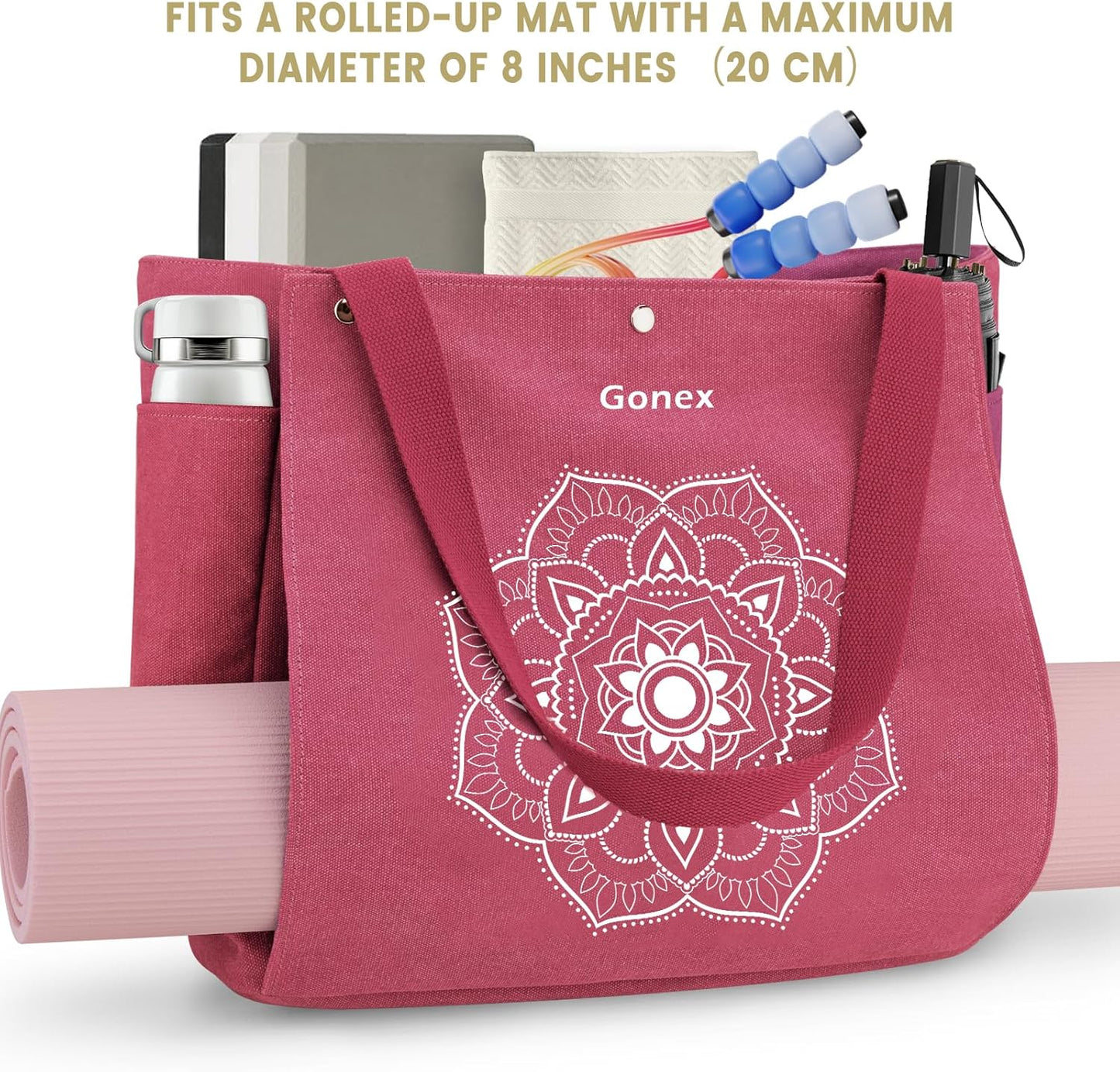Yoga Mat Bag, Yoga Gym Bag Tote Bag with Multi Pockets For Women Men, Canvas Yoga Mat Carrier Take in Out Mat Easily For Pilates Travel Workout Office
