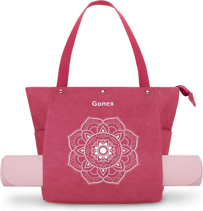 Yoga Mat Bag, Yoga Gym Bag Tote Bag with Multi Pockets For Women Men, Canvas Yoga Mat Carrier Take in Out Mat Easily For Pilates Travel Workout Office