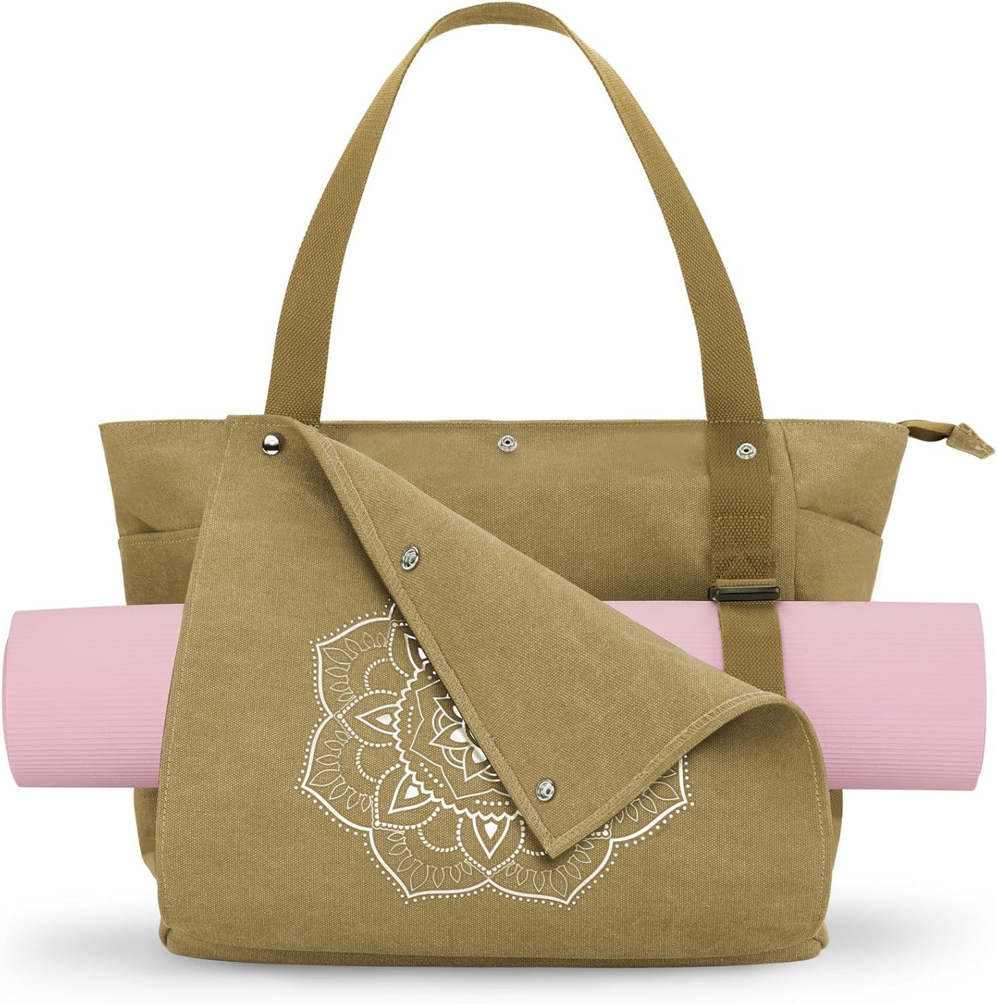 Yoga Mat Bag, Yoga Gym Bag Tote Bag with Multi Pockets For Women Men, Canvas Yoga Mat Carrier Take in Out Mat Easily For Pilates Travel Workout Office