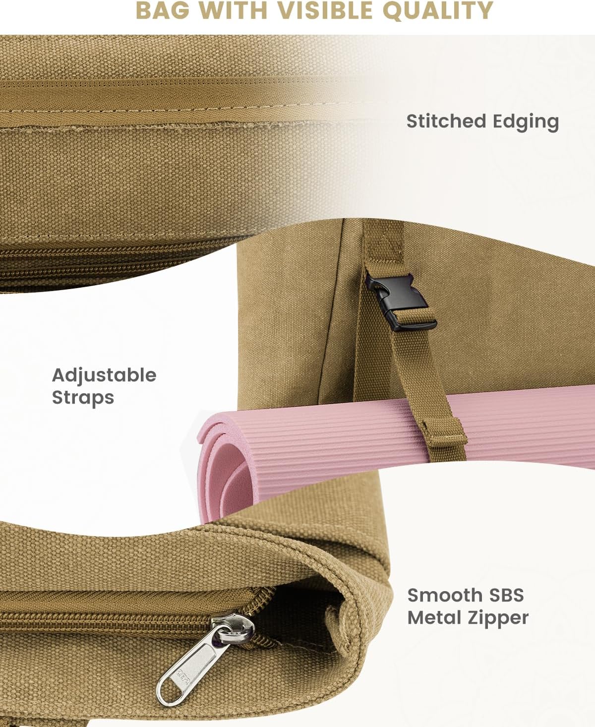Yoga Mat Bag, Yoga Gym Bag Tote Bag with Multi Pockets For Women Men, Canvas Yoga Mat Carrier Take in Out Mat Easily For Pilates Travel Workout Office