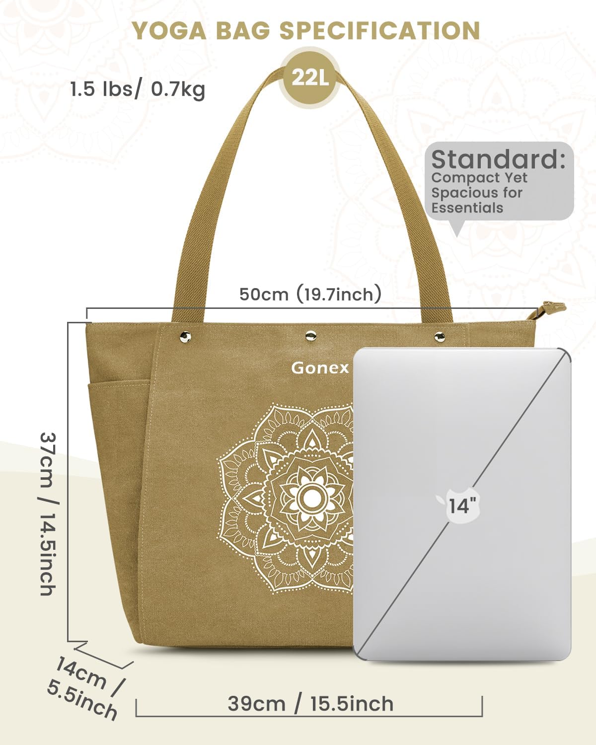 Yoga Mat Bag, Yoga Gym Bag Tote Bag with Multi Pockets For Women Men, Canvas Yoga Mat Carrier Take in Out Mat Easily For Pilates Travel Workout Office