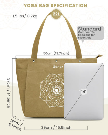 Yoga Mat Bag, Yoga Gym Bag Tote Bag with Multi Pockets For Women Men, Canvas Yoga Mat Carrier Take in Out Mat Easily For Pilates Travel Workout Office