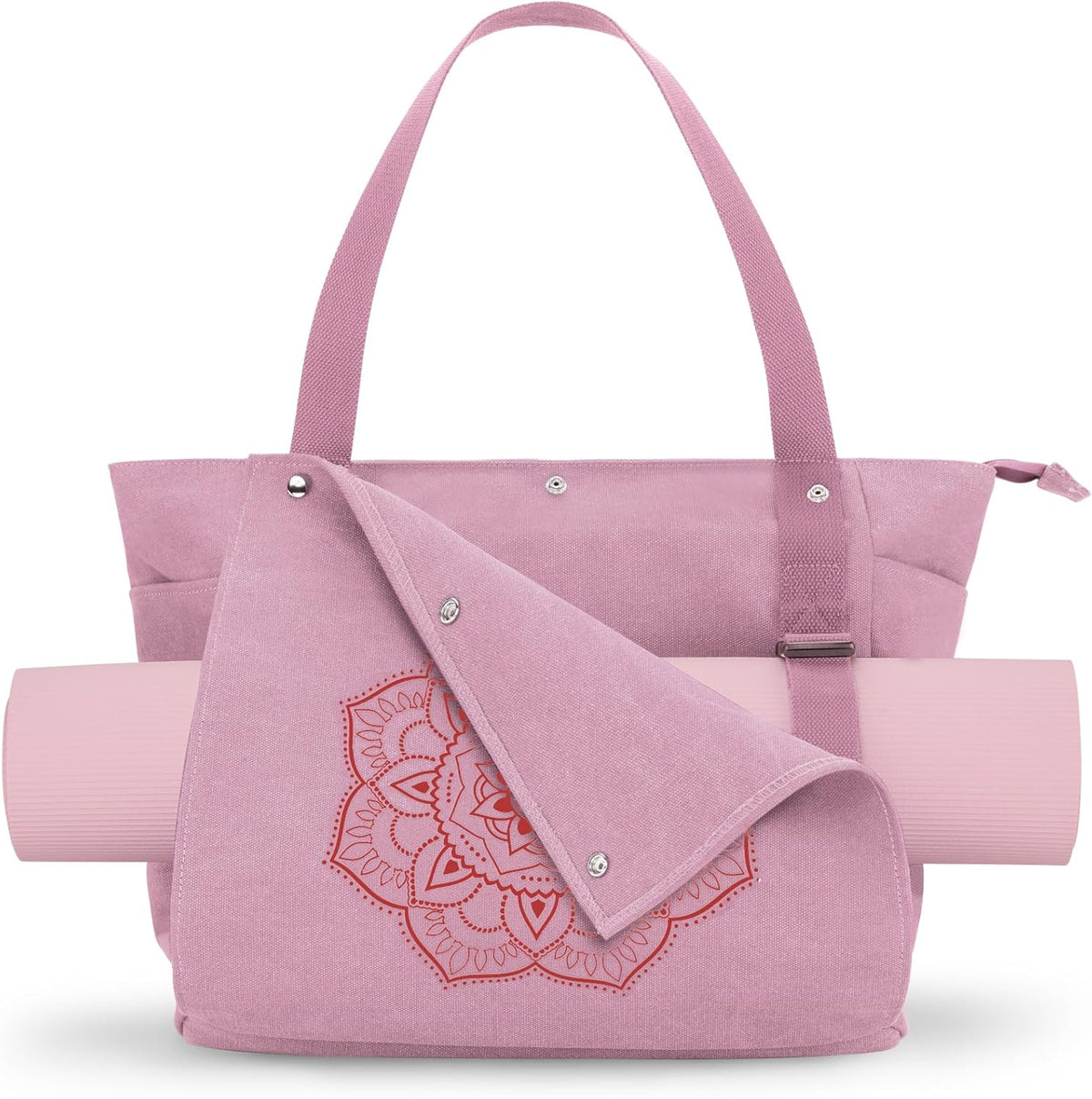 Yoga Mat Bag, Yoga Gym Bag Tote Bag with Multi Pockets For Women Men, Canvas Yoga Mat Carrier Take in Out Mat Easily For Pilates Travel Workout Office
