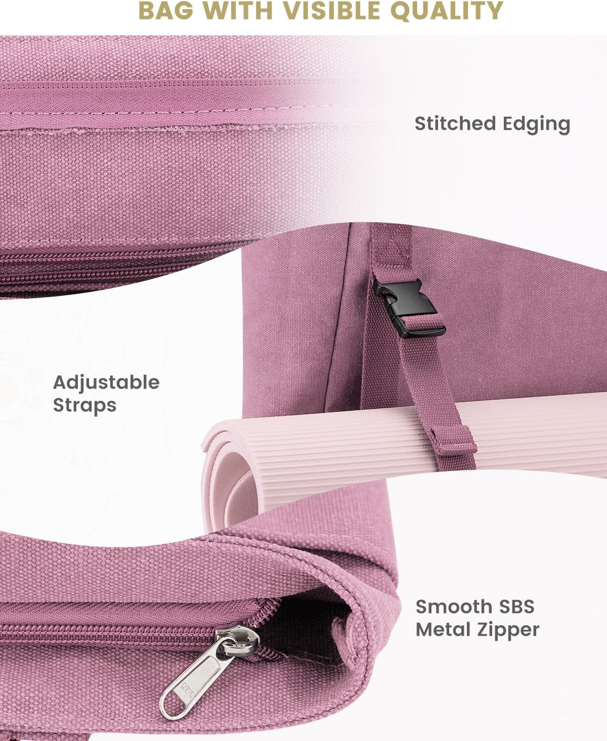 Yoga Mat Bag, Yoga Gym Bag Tote Bag with Multi Pockets For Women Men, Canvas Yoga Mat Carrier Take in Out Mat Easily For Pilates Travel Workout Office