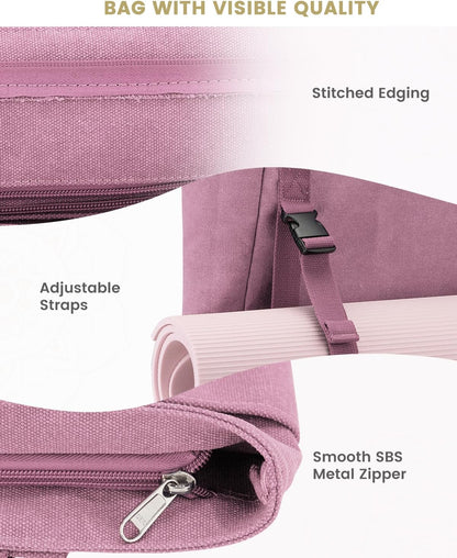 Yoga Mat Bag, Yoga Gym Bag Tote Bag with Multi Pockets For Women Men, Canvas Yoga Mat Carrier Take in Out Mat Easily For Pilates Travel Workout Office