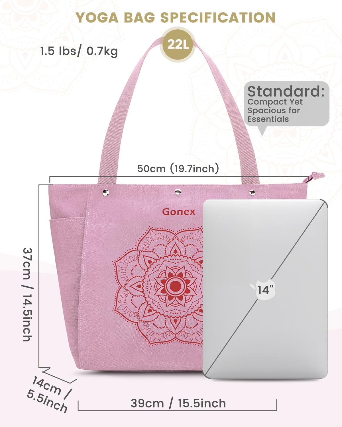 Yoga Mat Bag, Yoga Gym Bag Tote Bag with Multi Pockets For Women Men, Canvas Yoga Mat Carrier Take in Out Mat Easily For Pilates Travel Workout Office