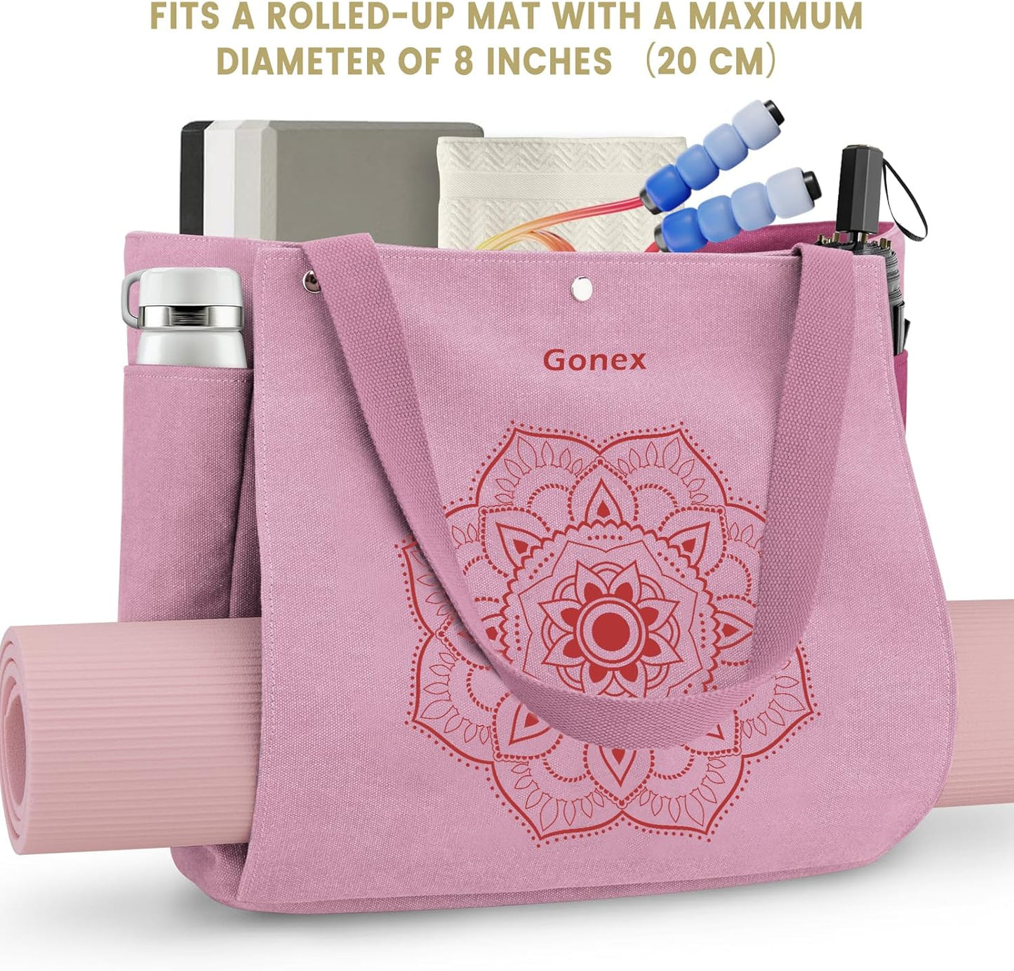 Yoga Mat Bag, Yoga Gym Bag Tote Bag with Multi Pockets For Women Men, Canvas Yoga Mat Carrier Take in Out Mat Easily For Pilates Travel Workout Office