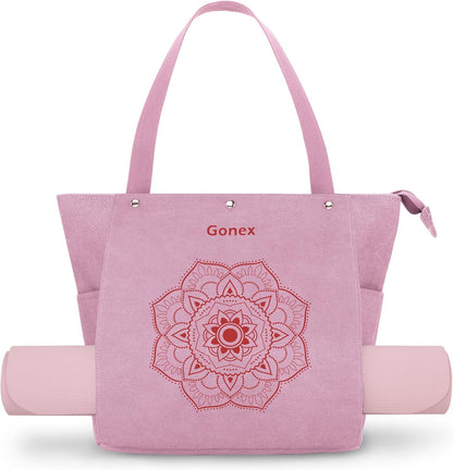 Yoga Mat Bag, Yoga Gym Bag Tote Bag with Multi Pockets For Women Men, Canvas Yoga Mat Carrier Take in Out Mat Easily For Pilates Travel Workout Office