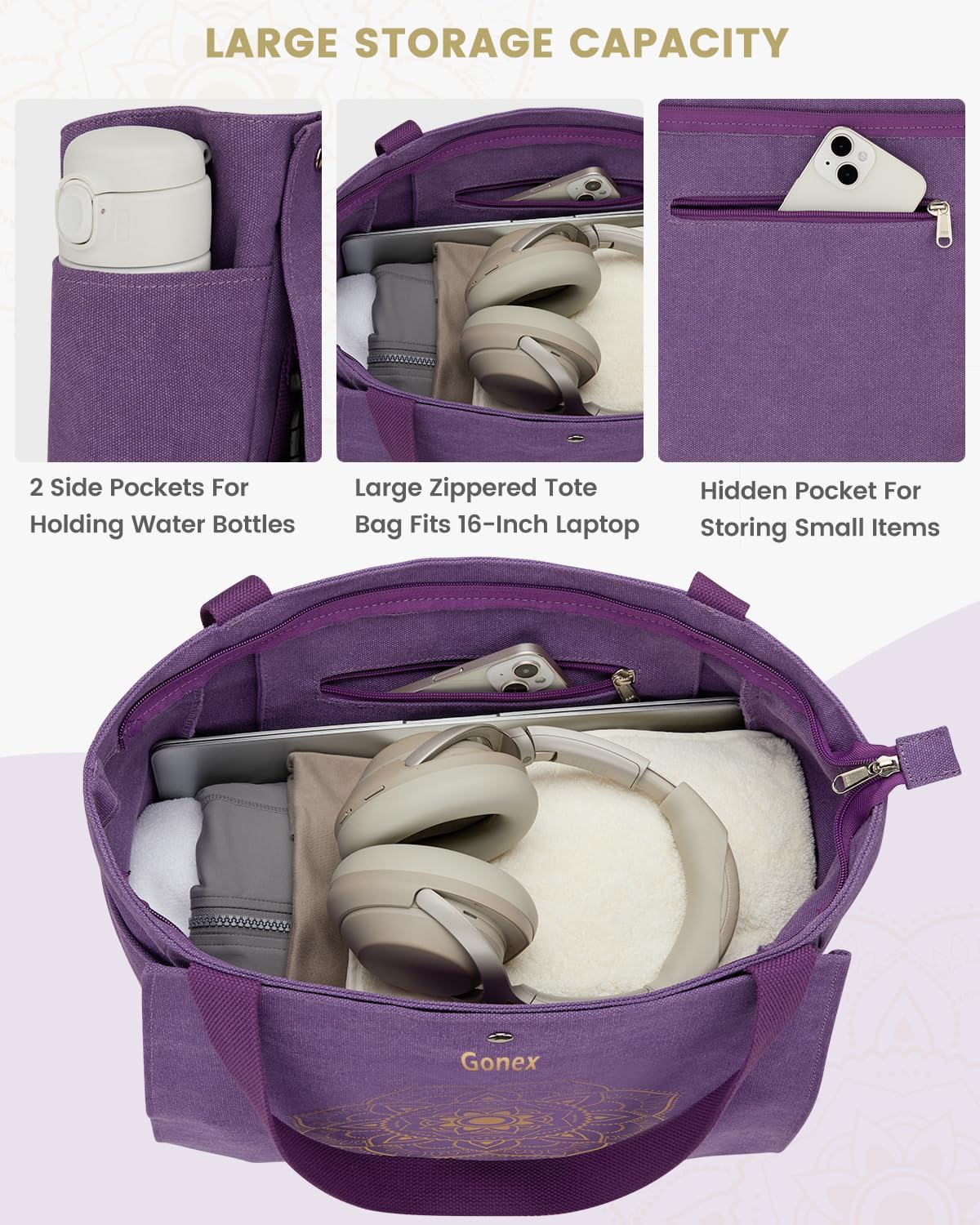 Yoga Mat Bag, Yoga Gym Bag Tote Bag with Multi Pockets For Women Men, Canvas Yoga Mat Carrier Take in Out Mat Easily For Pilates Travel Workout Office