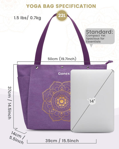 Yoga Mat Bag, Yoga Gym Bag Tote Bag with Multi Pockets For Women Men, Canvas Yoga Mat Carrier Take in Out Mat Easily For Pilates Travel Workout Office