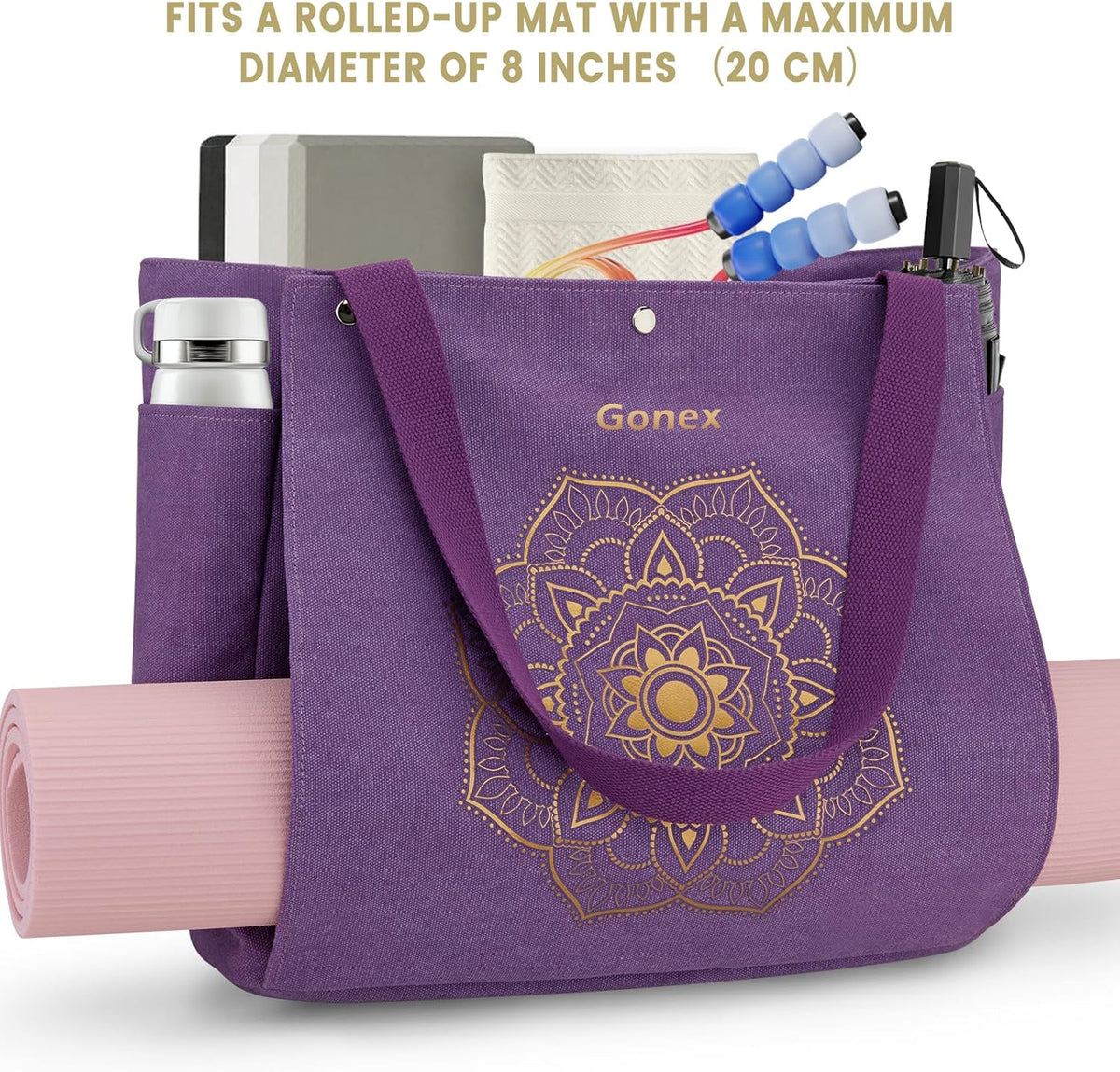 Yoga Mat Bag, Yoga Gym Bag Tote Bag with Multi Pockets For Women Men, Canvas Yoga Mat Carrier Take in Out Mat Easily For Pilates Travel Workout Office