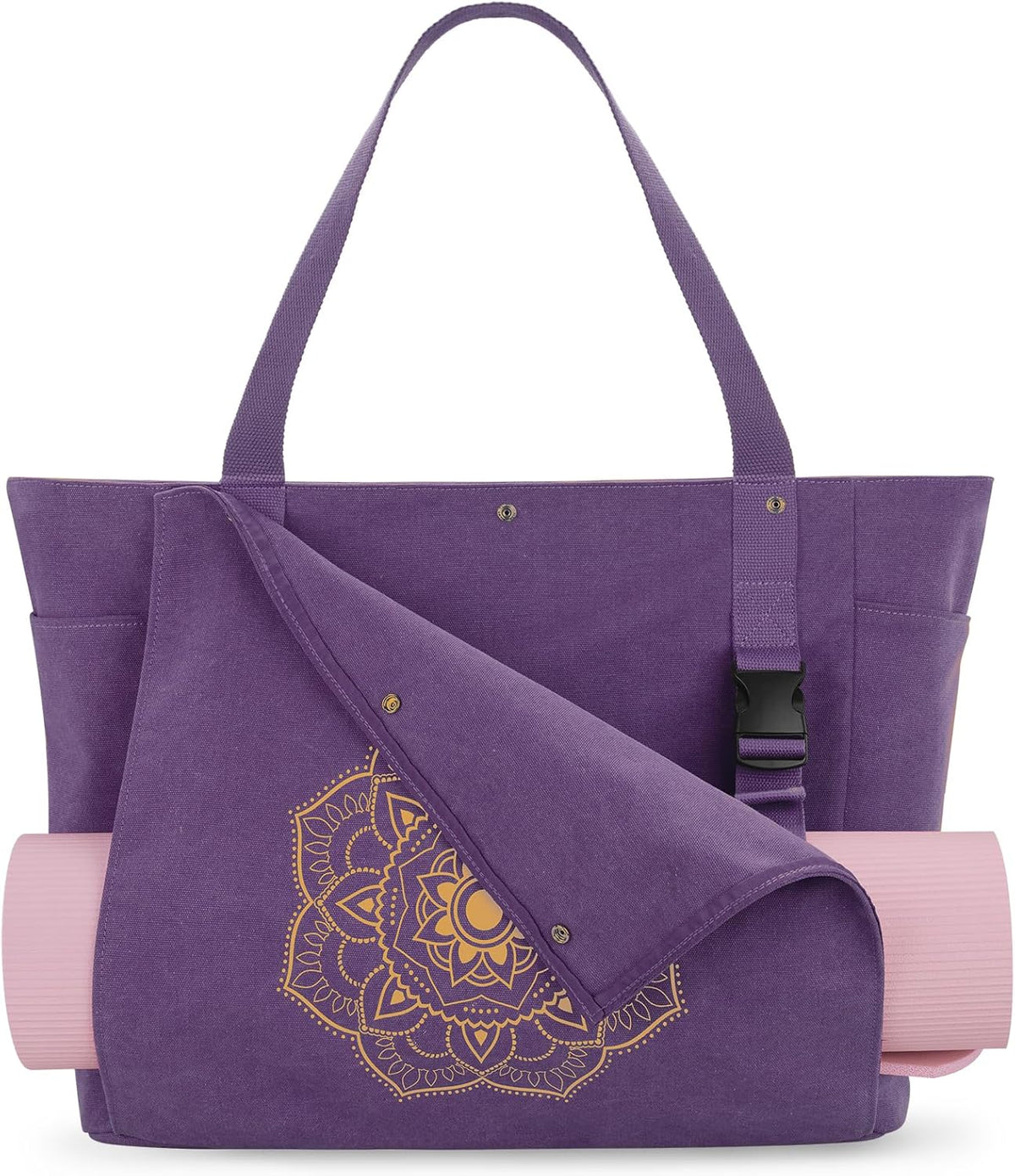 Yoga Mat Bag, Yoga Gym Bag Tote Bag with Multi Pockets For Women Men, Canvas Yoga Mat Carrier Take in Out Mat Easily For Pilates Travel Workout Office