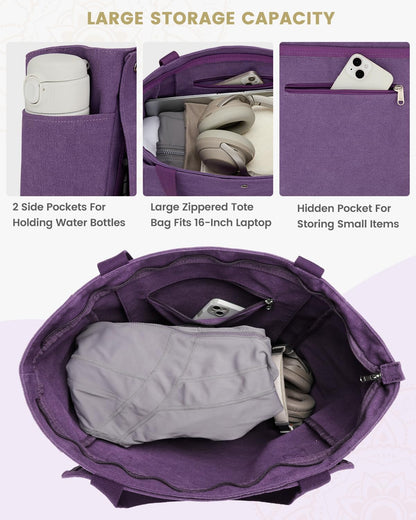Yoga Mat Bag, Yoga Gym Bag Tote Bag with Multi Pockets For Women Men, Canvas Yoga Mat Carrier Take in Out Mat Easily For Pilates Travel Workout Office