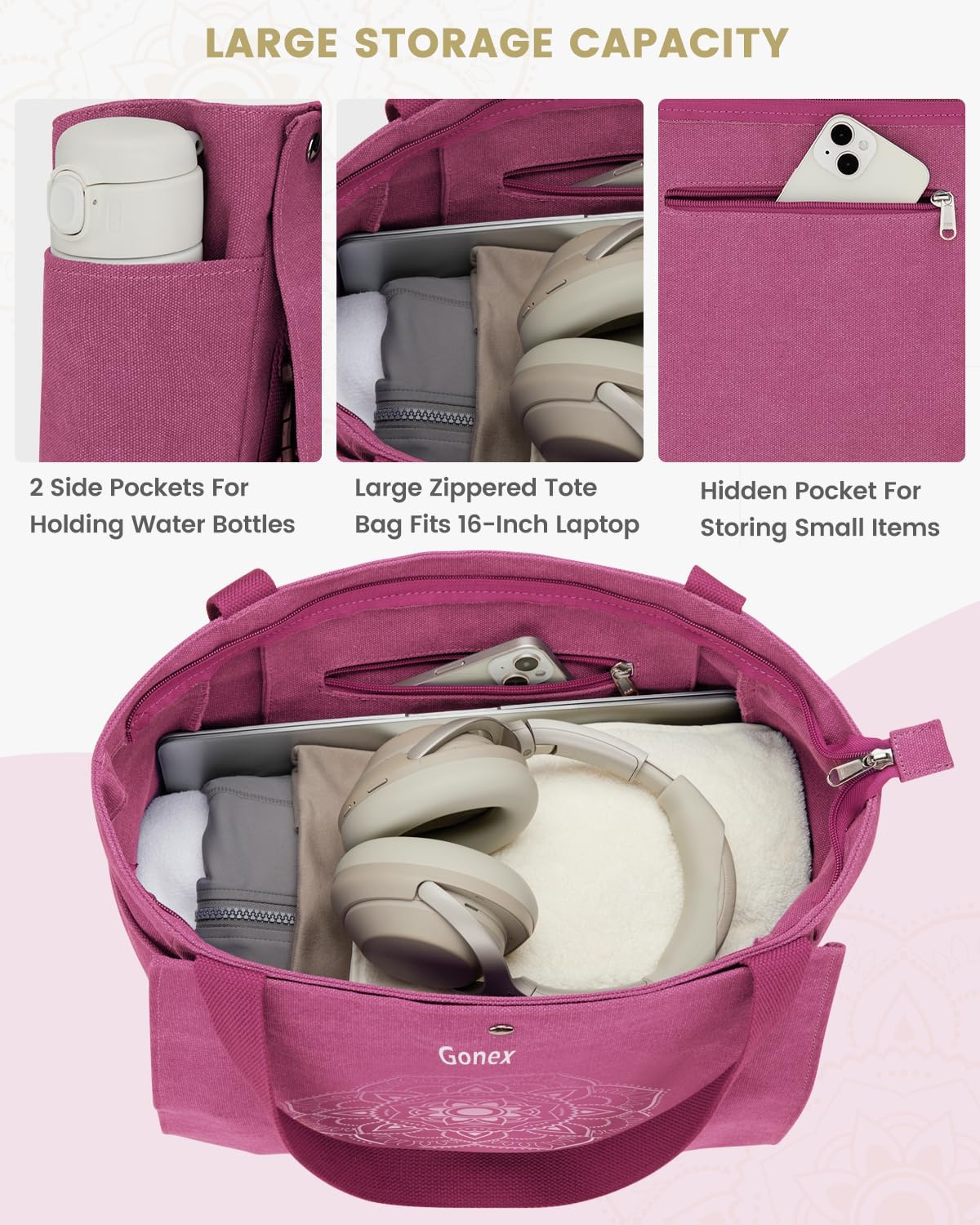 Yoga Mat Bag, Yoga Gym Bag Tote Bag with Multi Pockets For Women Men, Canvas Yoga Mat Carrier Take in Out Mat Easily For Pilates Travel Workout Office