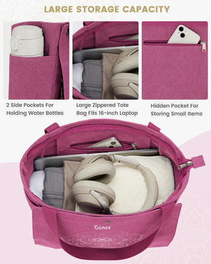 Yoga Mat Bag, Yoga Gym Bag Tote Bag with Multi Pockets For Women Men, Canvas Yoga Mat Carrier Take in Out Mat Easily For Pilates Travel Workout Office