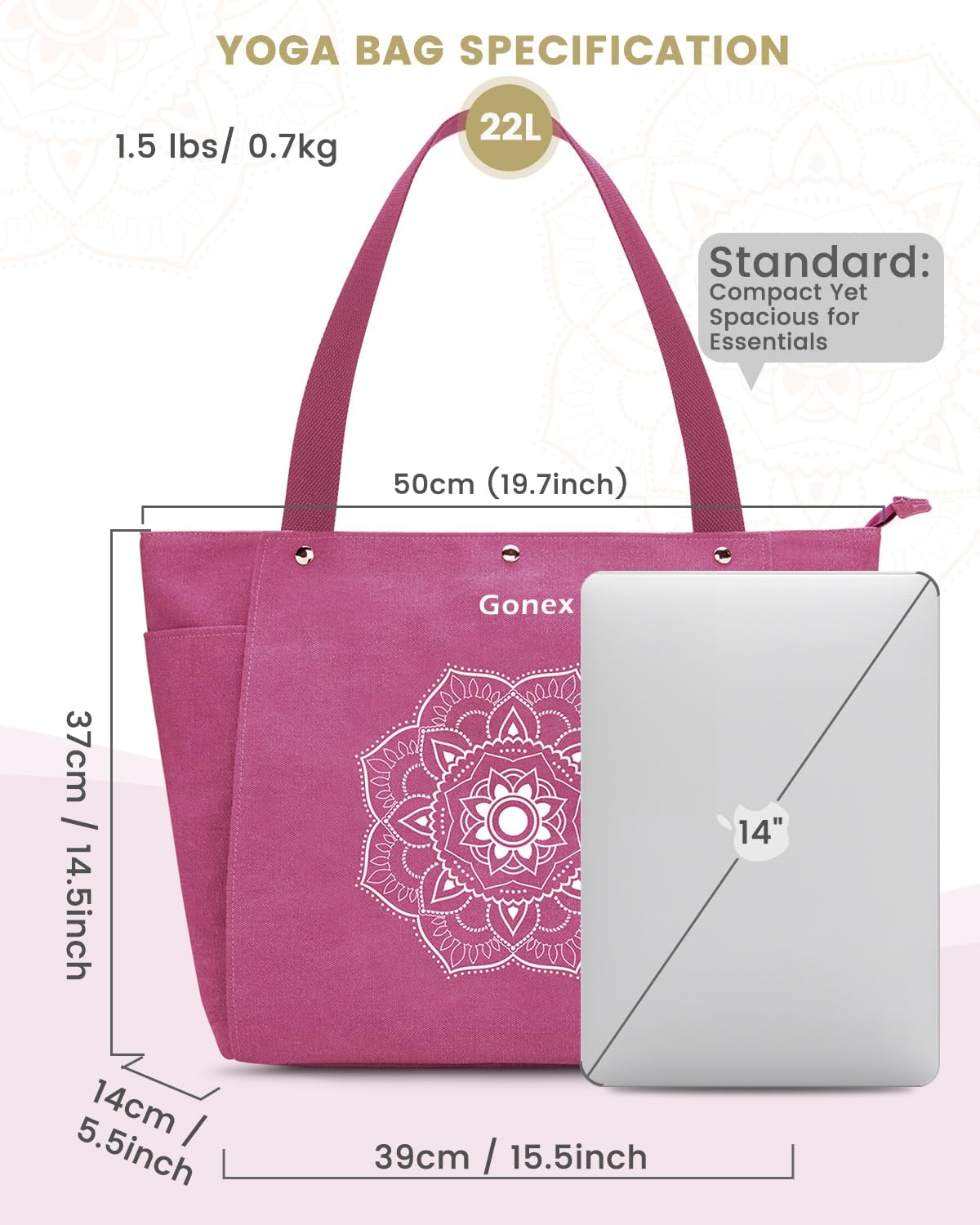 Yoga Mat Bag, Yoga Gym Bag Tote Bag with Multi Pockets For Women Men, Canvas Yoga Mat Carrier Take in Out Mat Easily For Pilates Travel Workout Office