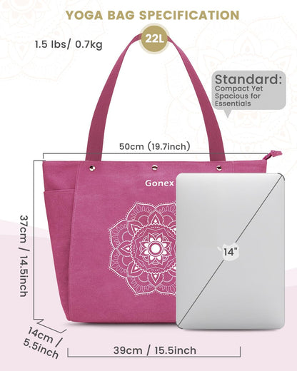 Yoga Mat Bag, Yoga Gym Bag Tote Bag with Multi Pockets For Women Men, Canvas Yoga Mat Carrier Take in Out Mat Easily For Pilates Travel Workout Office