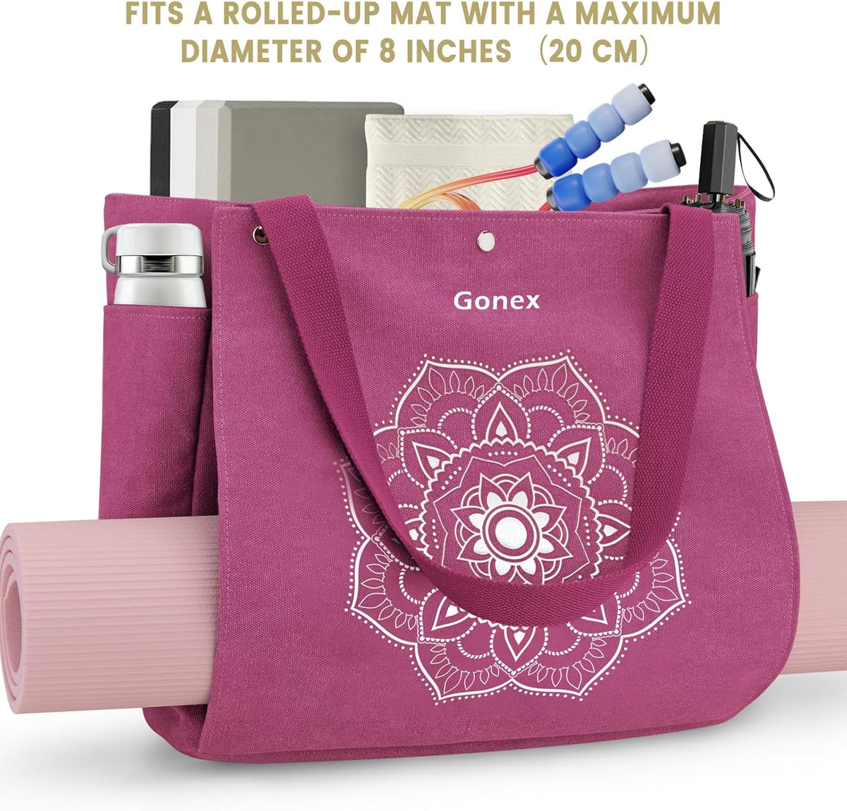 Yoga Mat Bag, Yoga Gym Bag Tote Bag with Multi Pockets For Women Men, Canvas Yoga Mat Carrier Take in Out Mat Easily For Pilates Travel Workout Office