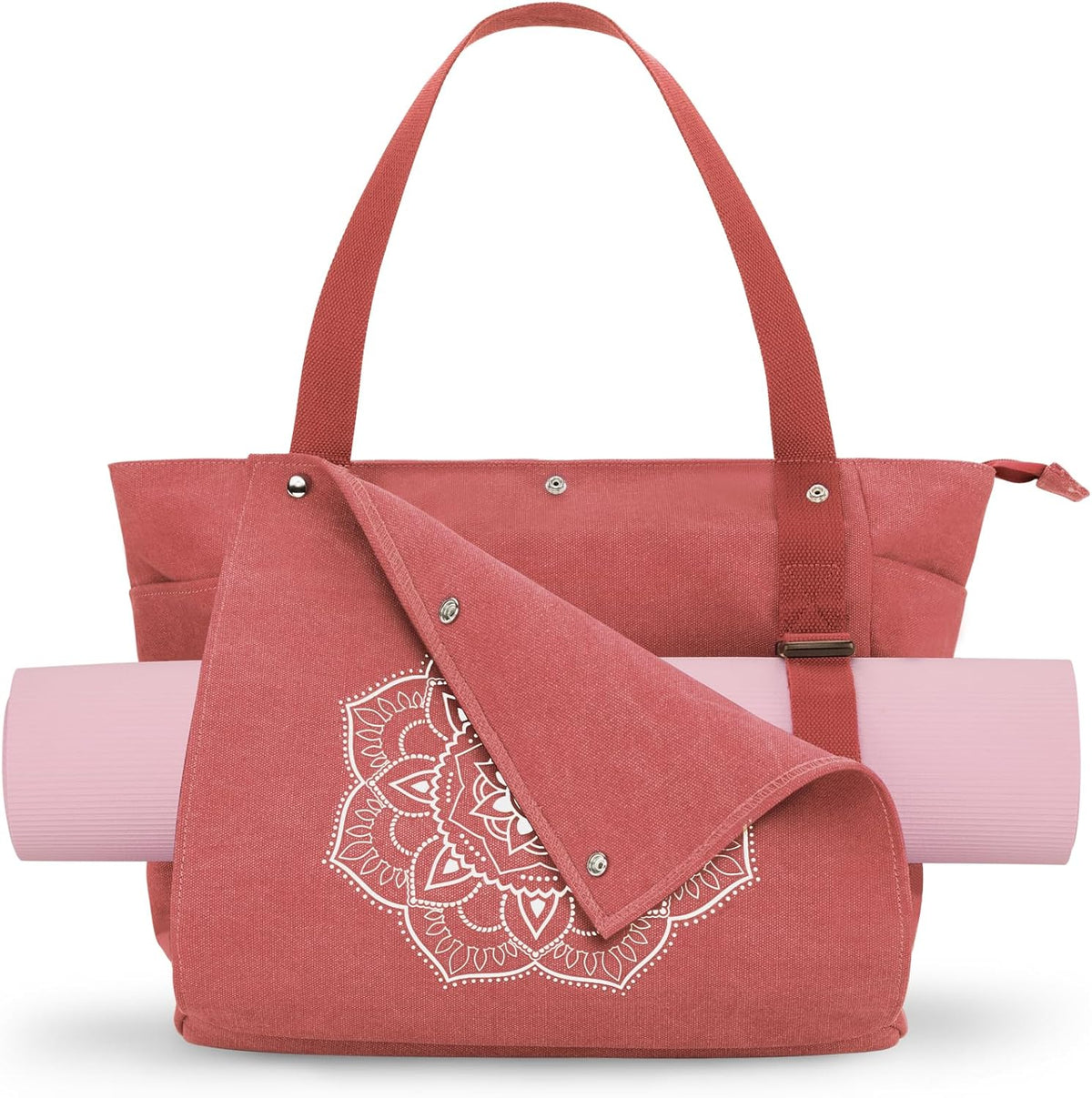 Yoga Mat Bag, Yoga Gym Bag Tote Bag with Multi Pockets For Women Men, Canvas Yoga Mat Carrier Take in Out Mat Easily For Pilates Travel Workout Office