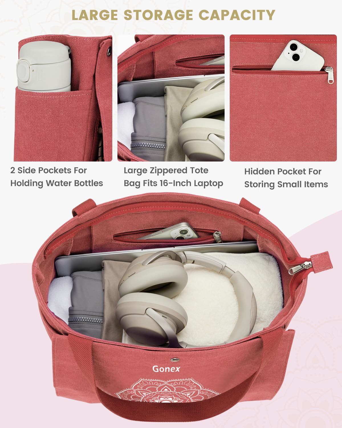 Yoga Mat Bag, Yoga Gym Bag Tote Bag with Multi Pockets For Women Men, Canvas Yoga Mat Carrier Take in Out Mat Easily For Pilates Travel Workout Office