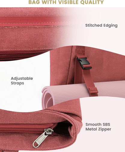 Yoga Mat Bag, Yoga Gym Bag Tote Bag with Multi Pockets For Women Men, Canvas Yoga Mat Carrier Take in Out Mat Easily For Pilates Travel Workout Office