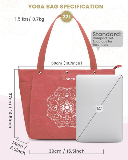 Yoga Mat Bag, Yoga Gym Bag Tote Bag with Multi Pockets For Women Men, Canvas Yoga Mat Carrier Take in Out Mat Easily For Pilates Travel Workout Office