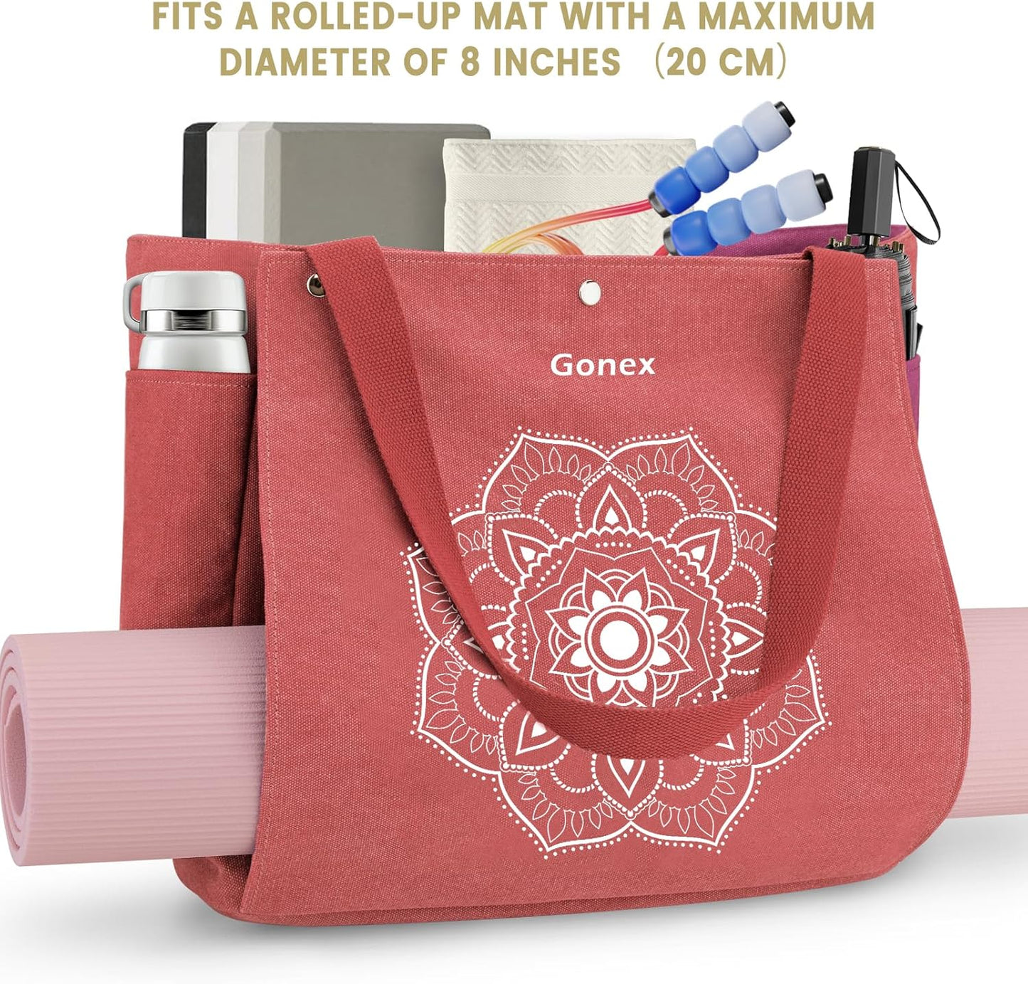Yoga Mat Bag, Yoga Gym Bag Tote Bag with Multi Pockets For Women Men, Canvas Yoga Mat Carrier Take in Out Mat Easily For Pilates Travel Workout Office