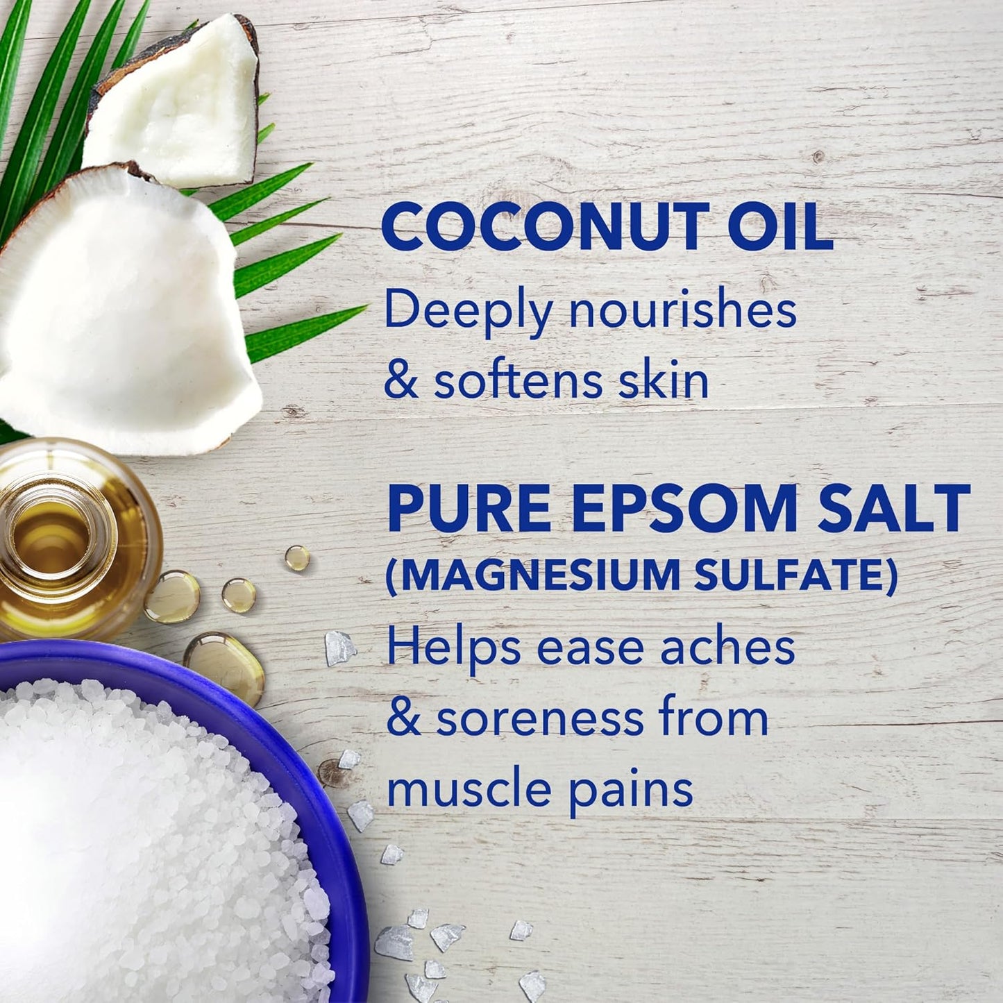 Epsom Salt Magnesium Soak, Nourish & Protect with Coconut Oil, 3 lbs (Pack of 4)