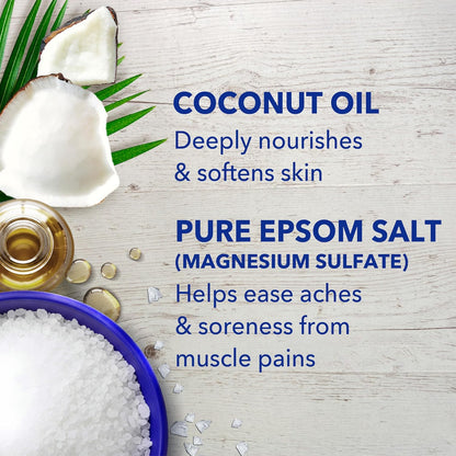 Epsom Salt Magnesium Soak, Nourish & Protect with Coconut Oil, 3 lbs (Pack of 4)
