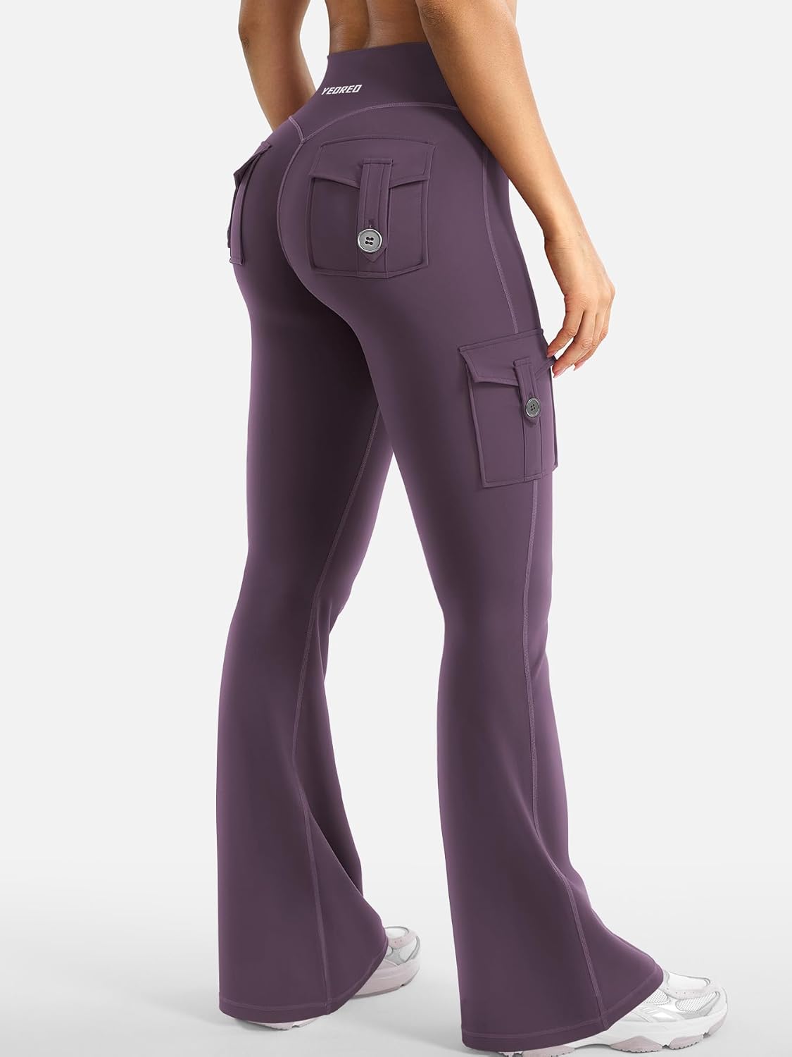 CoreFlex Women Workout Flare Leggings with Pockets Hidden Scrunch High Waisted Cargo Gym Yoga No Front Seam Leggings