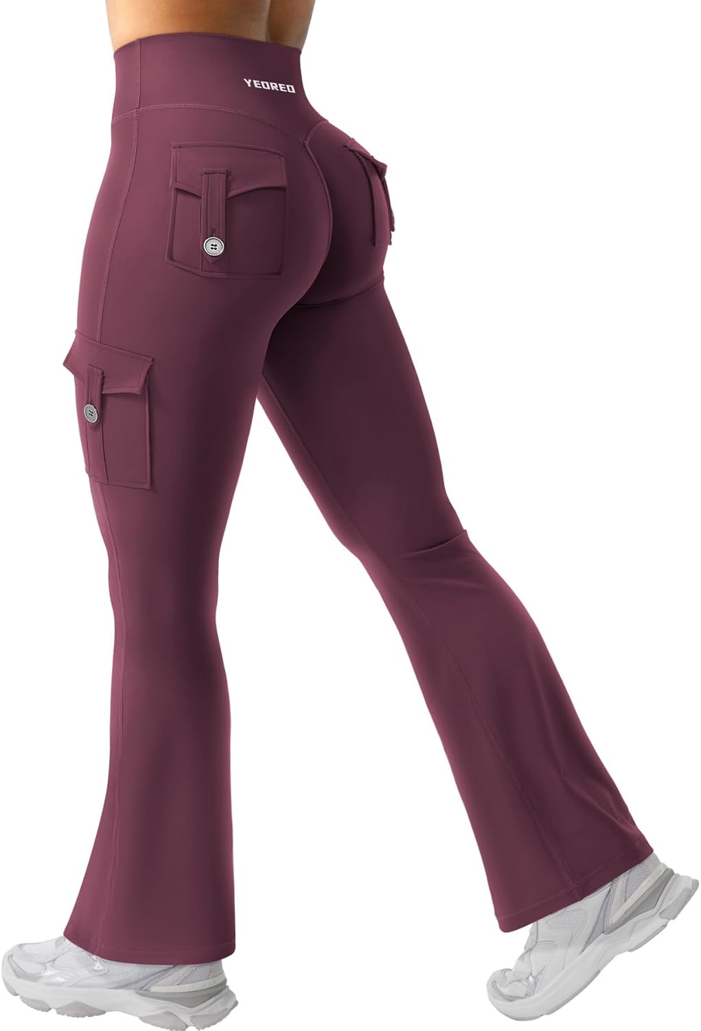 CoreFlex Women Workout Flare Leggings with Pockets Hidden Scrunch High Waisted Cargo Gym Yoga No Front Seam Leggings