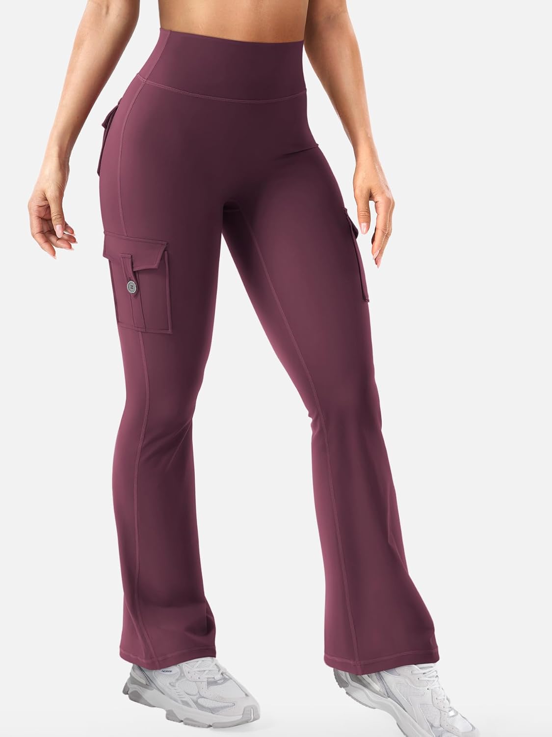CoreFlex Women Workout Flare Leggings with Pockets Hidden Scrunch High Waisted Cargo Gym Yoga No Front Seam Leggings