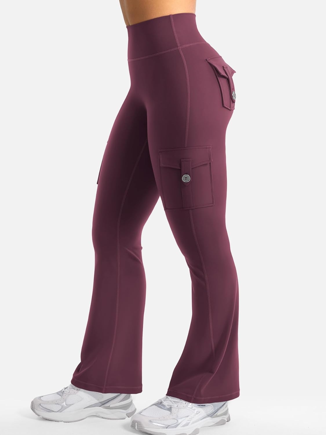 CoreFlex Women Workout Flare Leggings with Pockets Hidden Scrunch High Waisted Cargo Gym Yoga No Front Seam Leggings