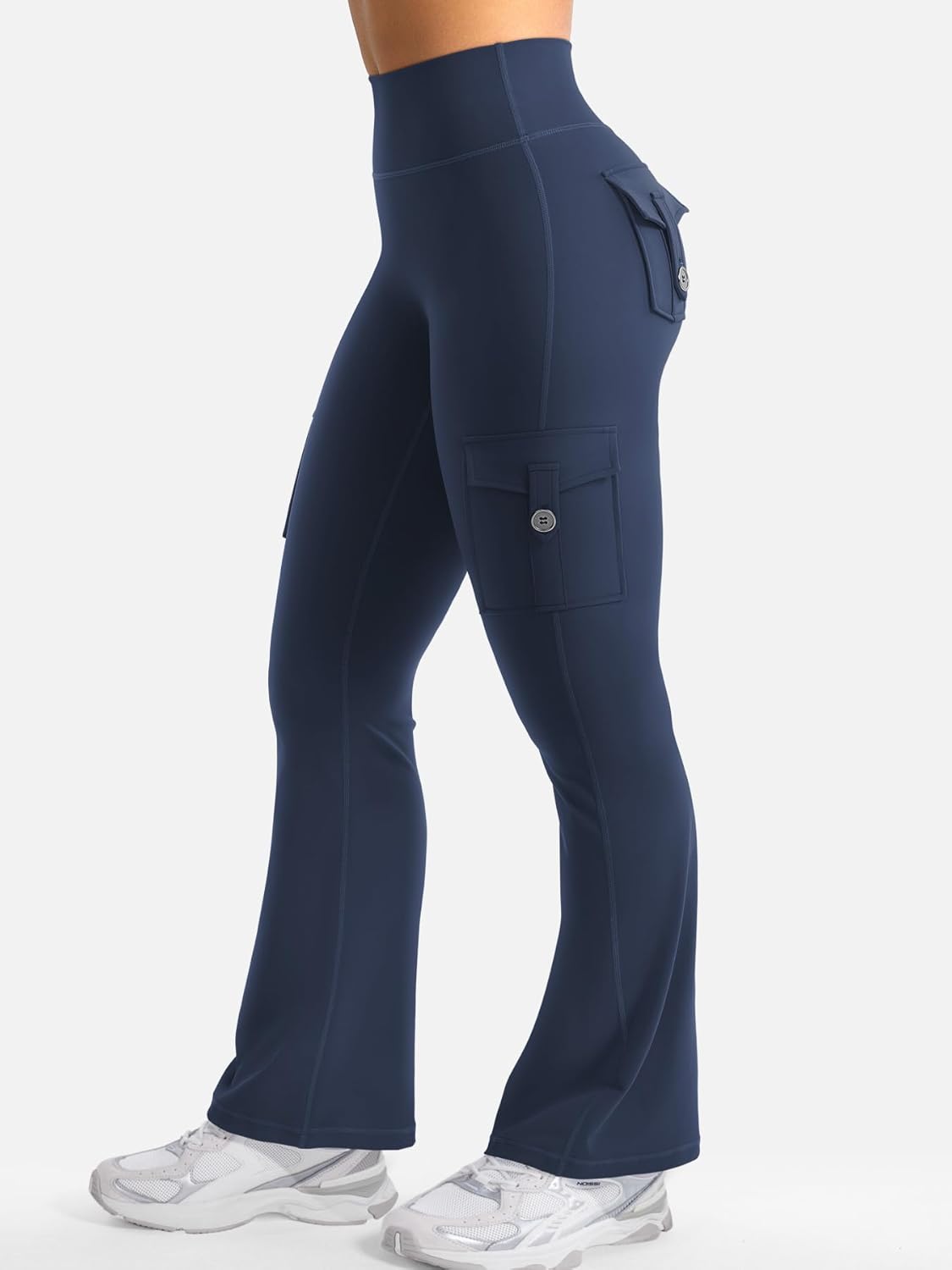 CoreFlex Women Workout Flare Leggings with Pockets Hidden Scrunch High Waisted Cargo Gym Yoga No Front Seam Leggings