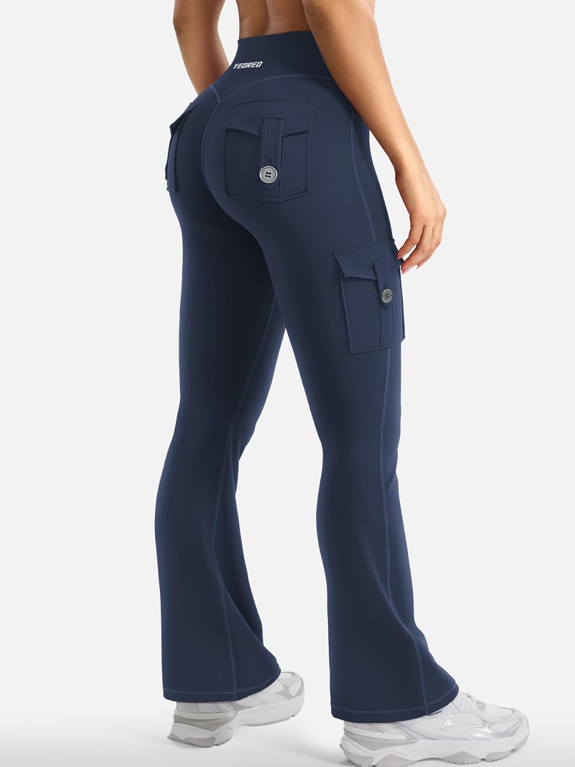 CoreFlex Women Workout Flare Leggings with Pockets Hidden Scrunch High Waisted Cargo Gym Yoga No Front Seam Leggings