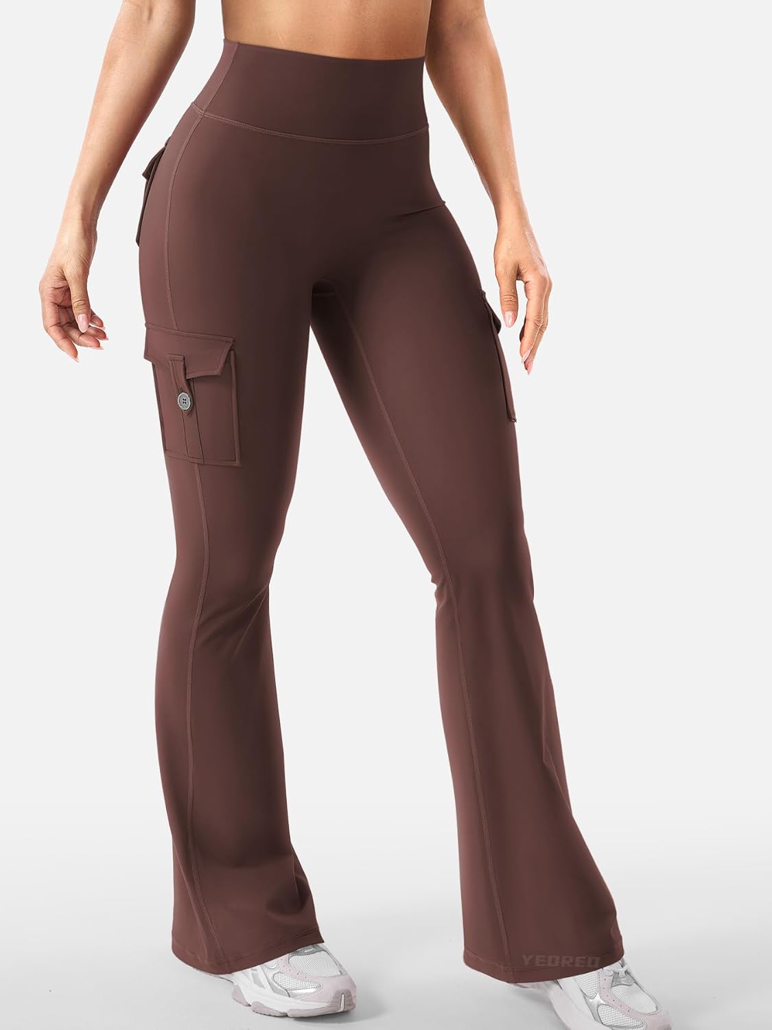 CoreFlex Women Workout Flare Leggings with Pockets Hidden Scrunch High Waisted Cargo Gym Yoga No Front Seam Leggings