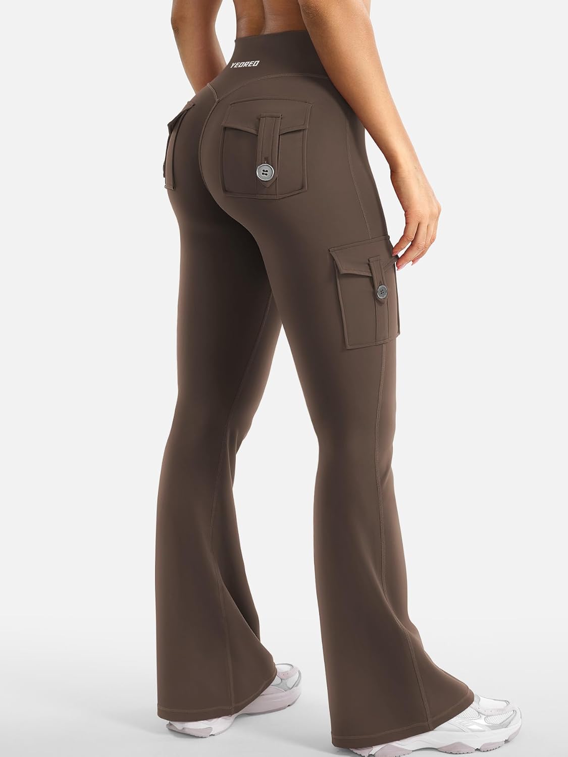 CoreFlex Women Workout Flare Leggings with Pockets Hidden Scrunch High Waisted Cargo Gym Yoga No Front Seam Leggings