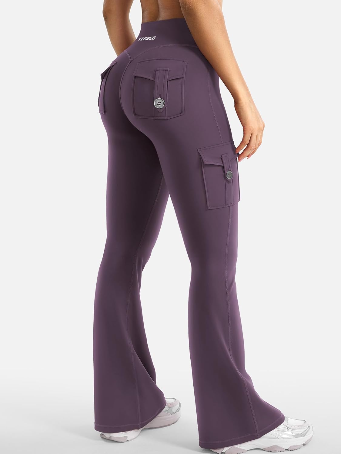 CoreFlex Women Workout Flare Leggings with Pockets Hidden Scrunch High Waisted Cargo Gym Yoga No Front Seam Leggings