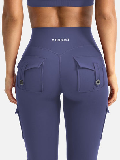 CoreFlex Women Workout Flare Leggings with Pockets Hidden Scrunch High Waisted Cargo Gym Yoga No Front Seam Leggings